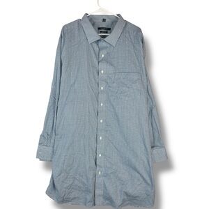 Synergy Men’s Button Down Shirt Size 22 35/36 Blue White Houndstooth Longsleeve
